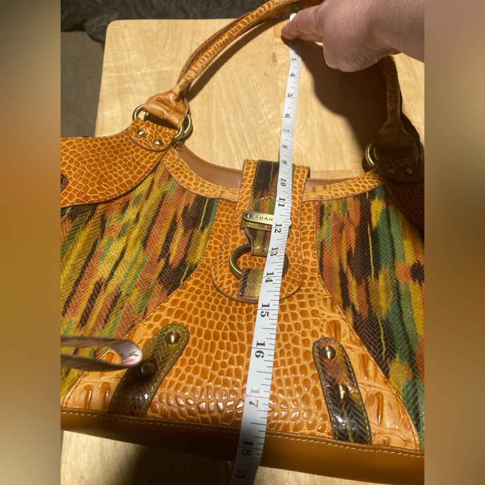 NWOT Sharif Studio Shoulder Bag Leather Multicolor Reptile Embossed Tassels - Picture 15 of 15